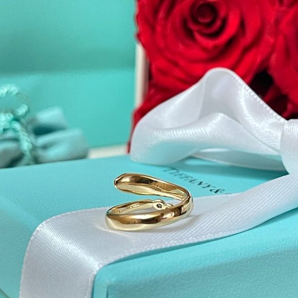 Tiffany & Co. Elsa Peretti Snake Ring in Yellow Gold with Diamonds sz 4.5 $4,100 - Picture 17 of 17